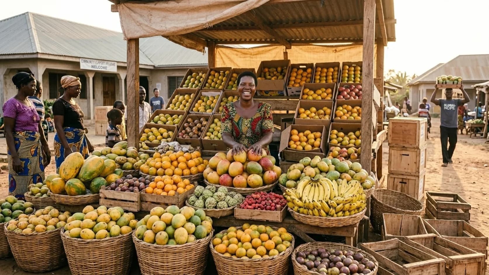 Vendeuse de fruits sur un marché local